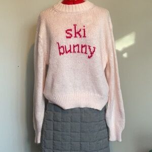 Wooden Ships pink “Ski Bunny” oversized sweater size xs